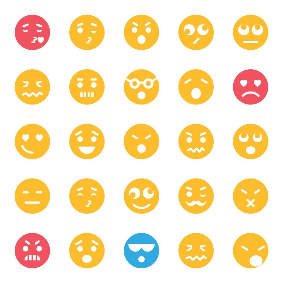 Flat icons for Smiley face. vector