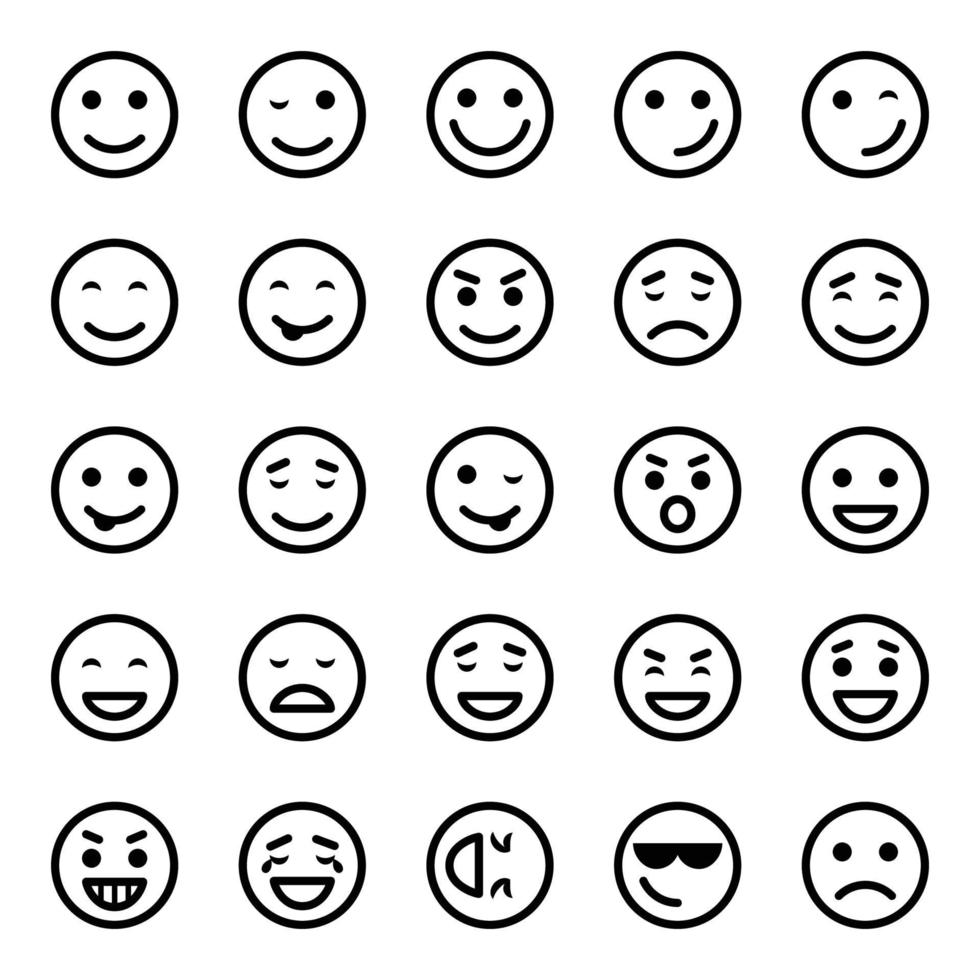 Outline icons for Smiley face. vector