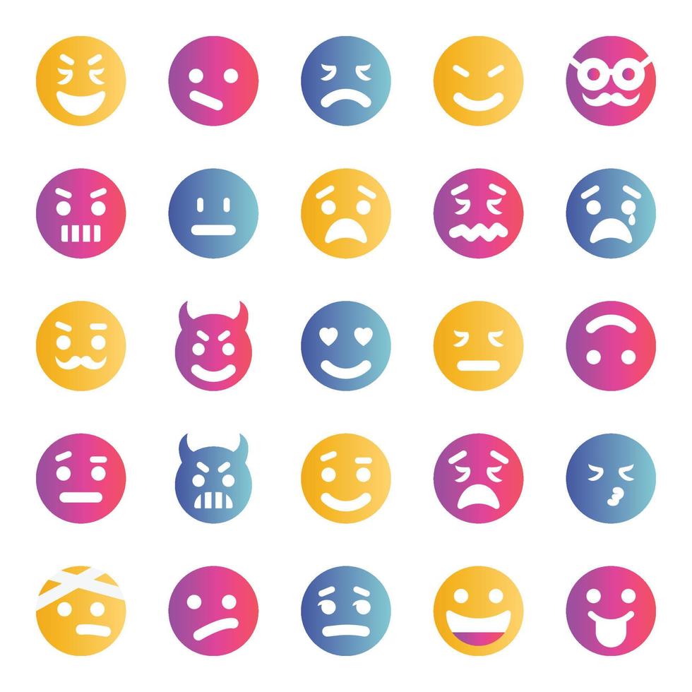 Gradient icons for Smiley face. vector