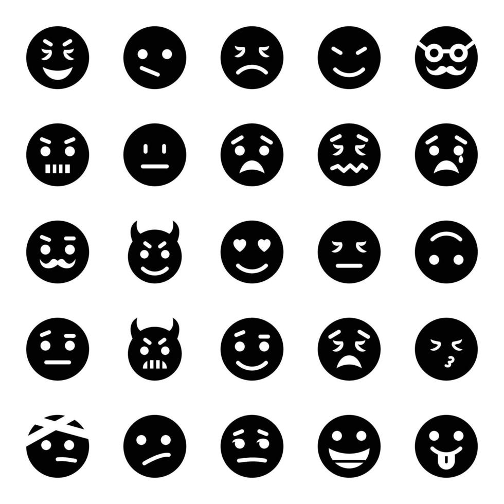 Glyph icons for Smiley face. vector