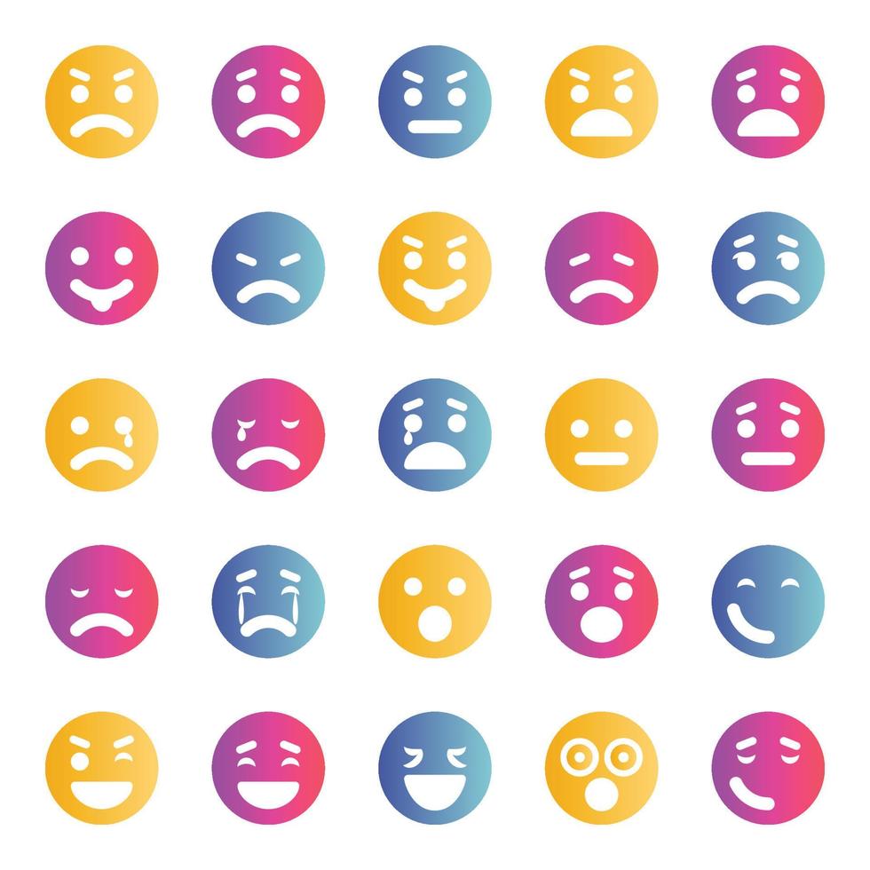 Gradient icons for Smiley face. vector