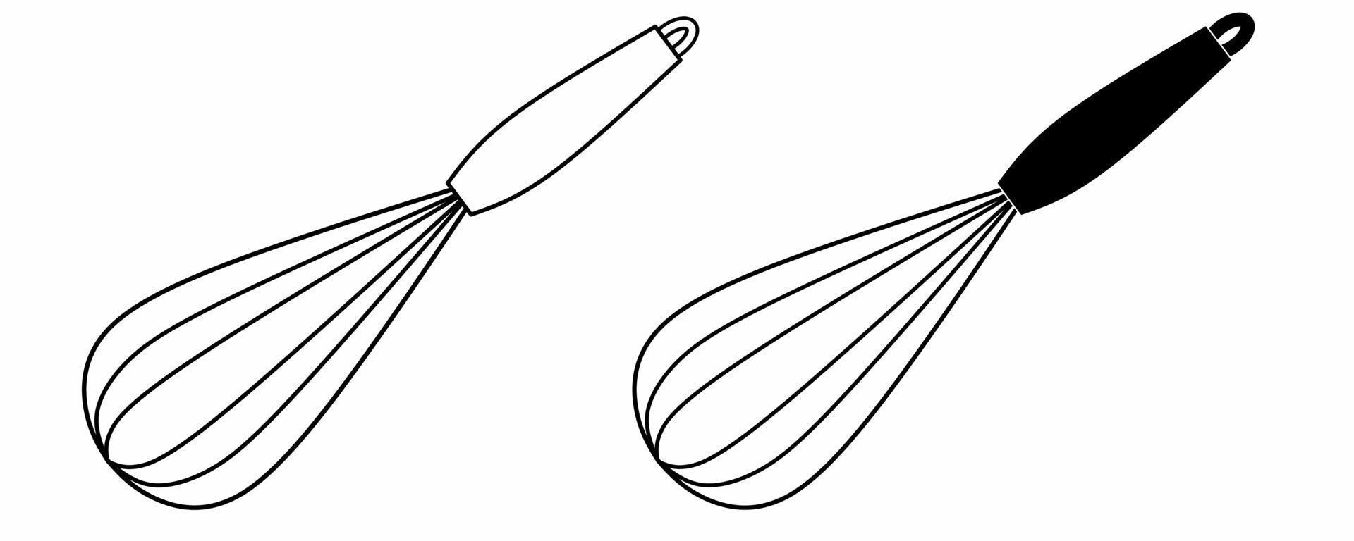 outline silhouette whisk icon set isolated on white background vector