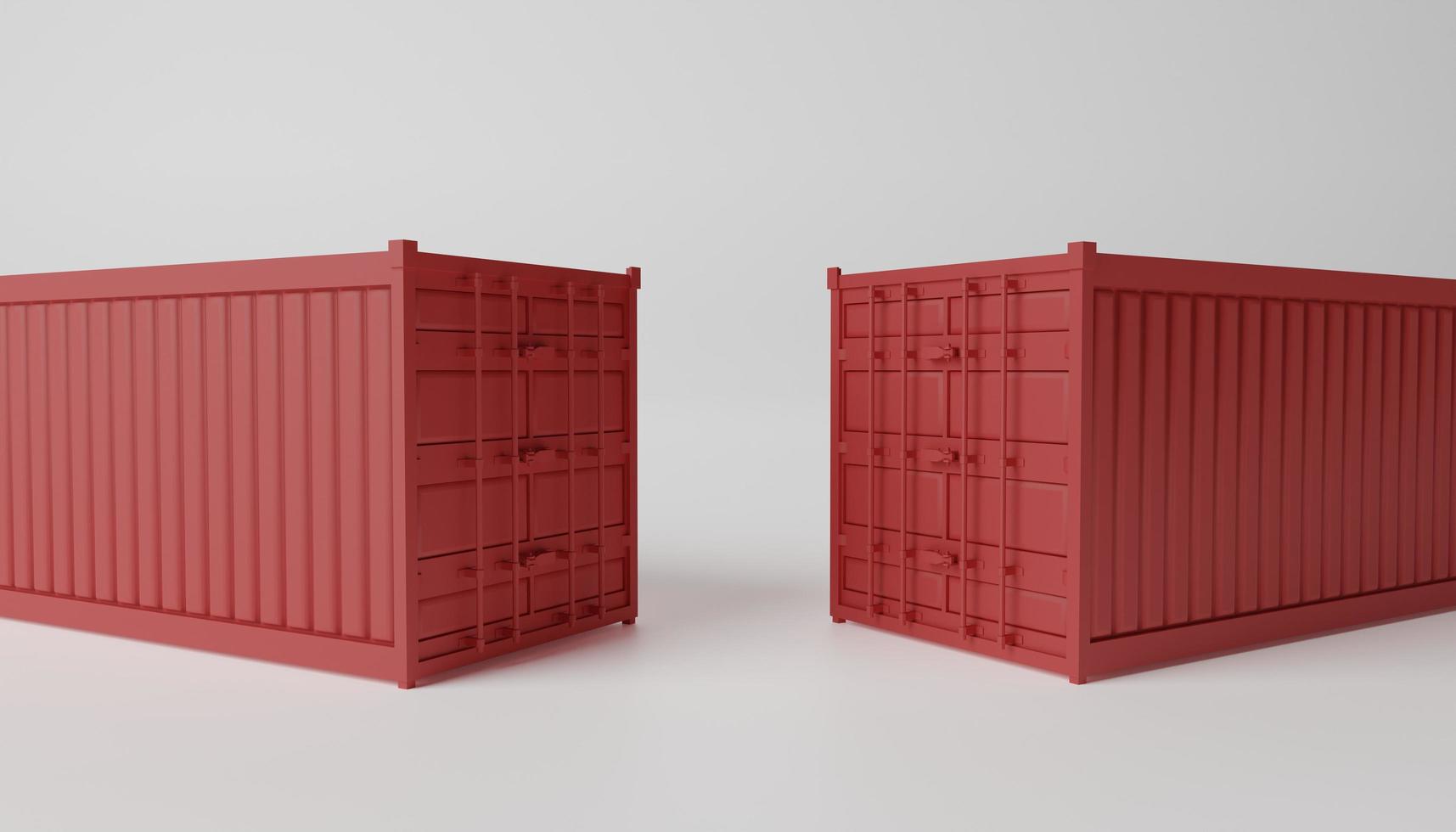 concept of business freight or cargo. red Shipping Container on white background. 3d illustration photo