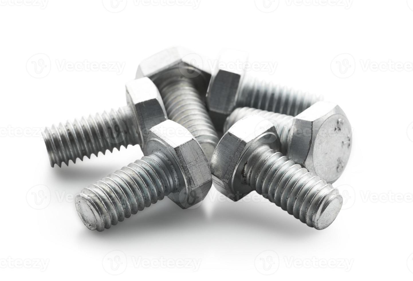 close-up steel nut screw isolated on white background. group of steel metal nut and screw isolated on white background. metal, fastener, bolt, iron, nut, screw photo