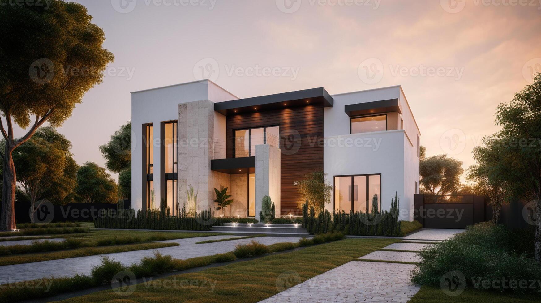 3d modern luxury real estate house for sale and rent , luxury property concept, photo