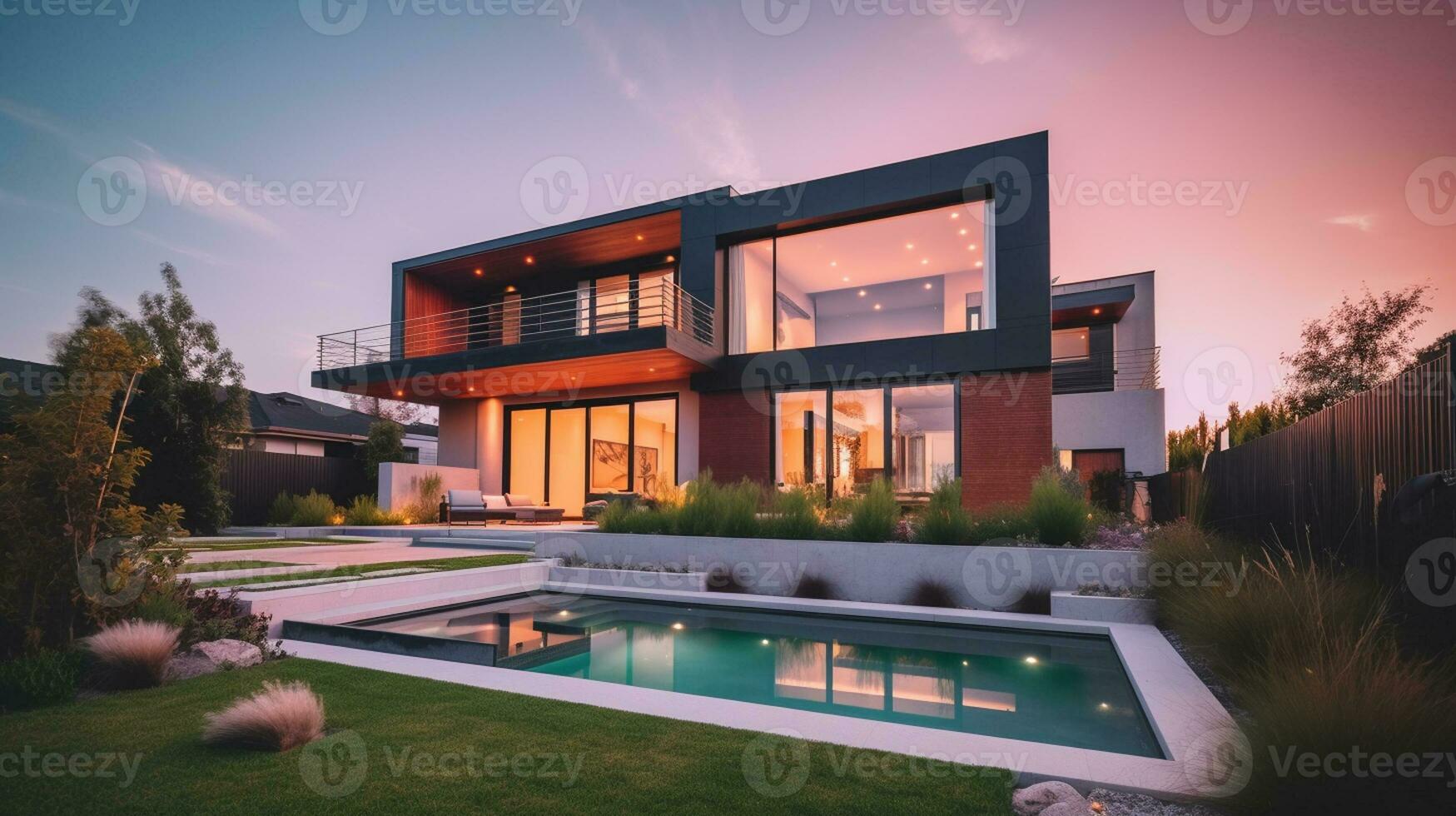 AI Generative 3d modern luxury real estate house for sale and rent