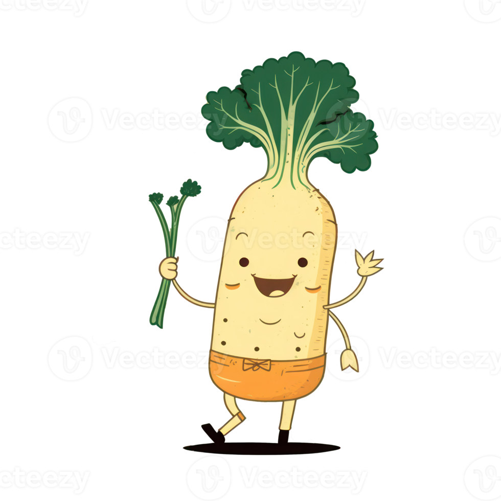 cute happy parsnip character . AI Generated png
