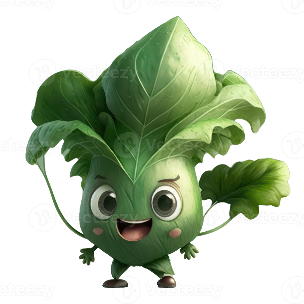 cute happy spinach character . AI Generated png