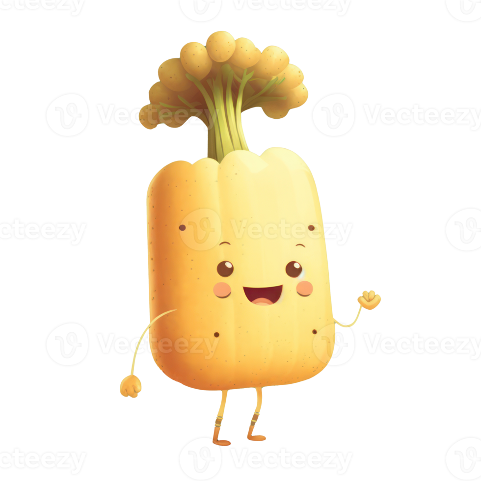 cute happy parsnip character . AI Generated png