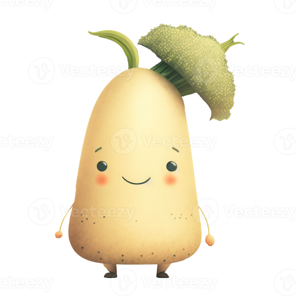 cute happy parsnip character . AI Generated png