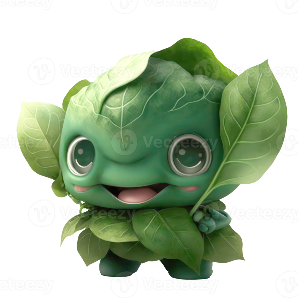 cute happy spinach character . AI Generated png