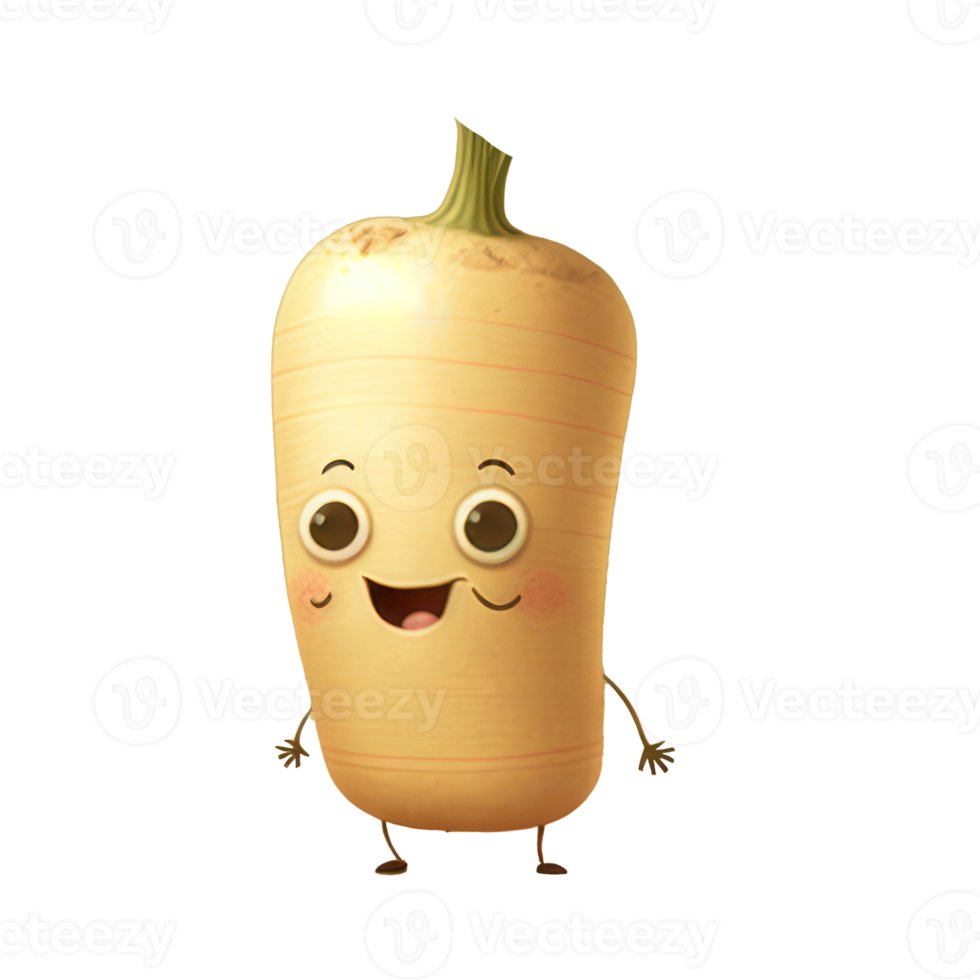 cute happy parsnip character . AI Generated png