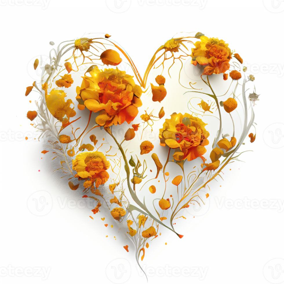 marigold art fantasy heart . AI Generated png