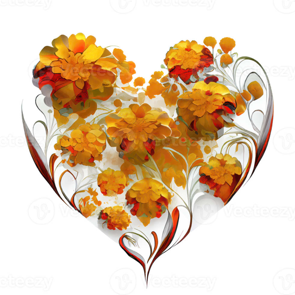 marigold art fantasy heart . AI Generated png