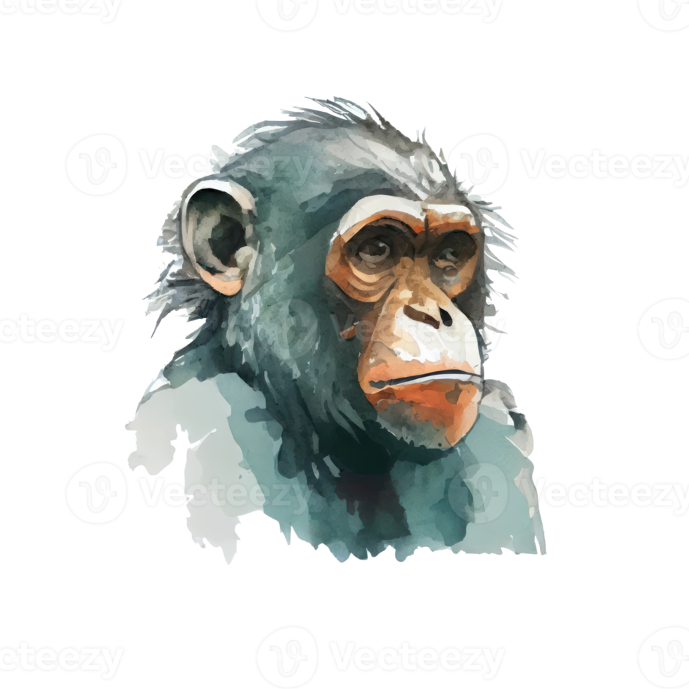 Watercolor Ape . AI Generated png