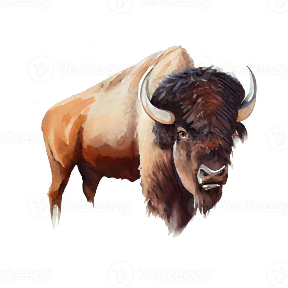 aquarelle bison . ai généré png