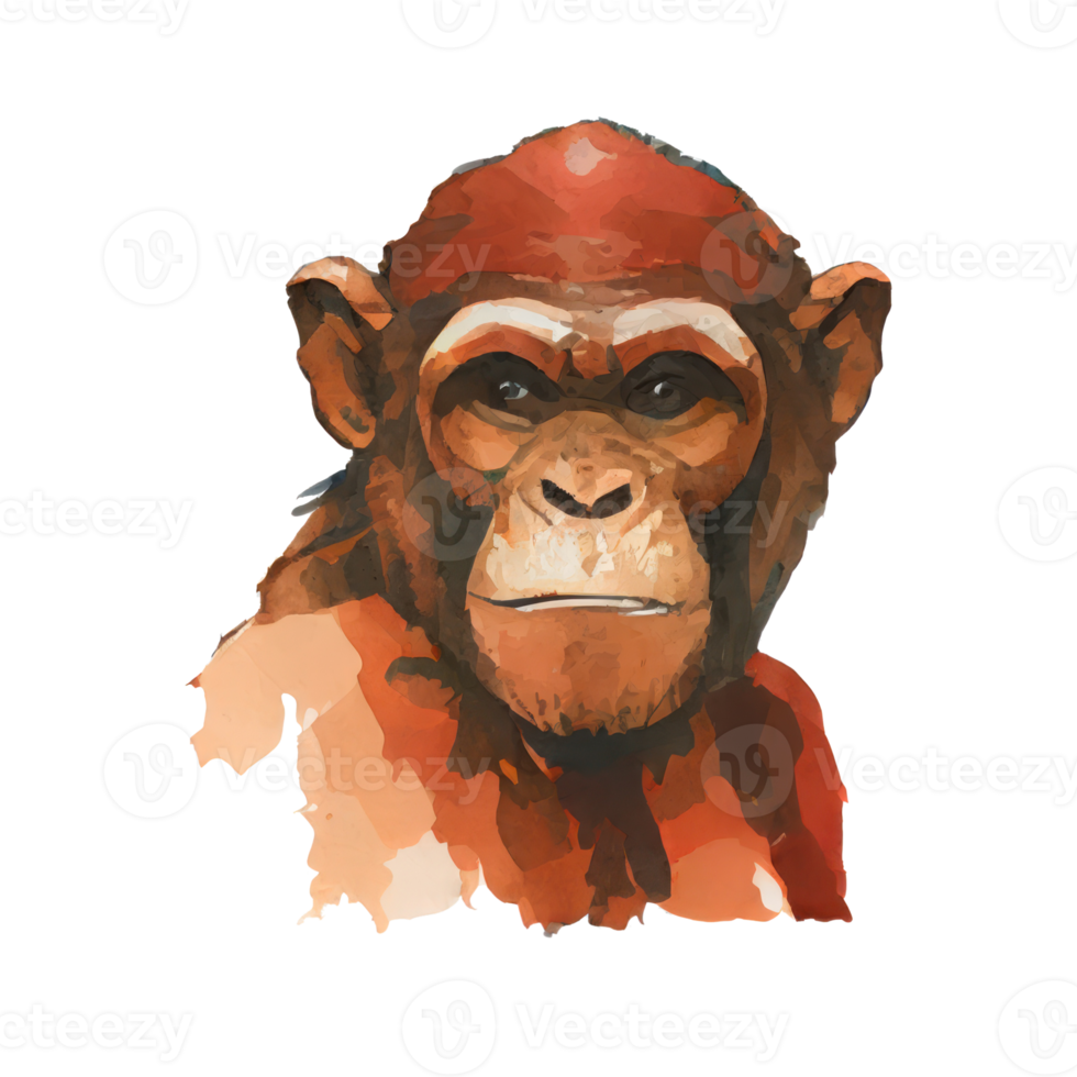 Watercolor Ape . AI Generated png