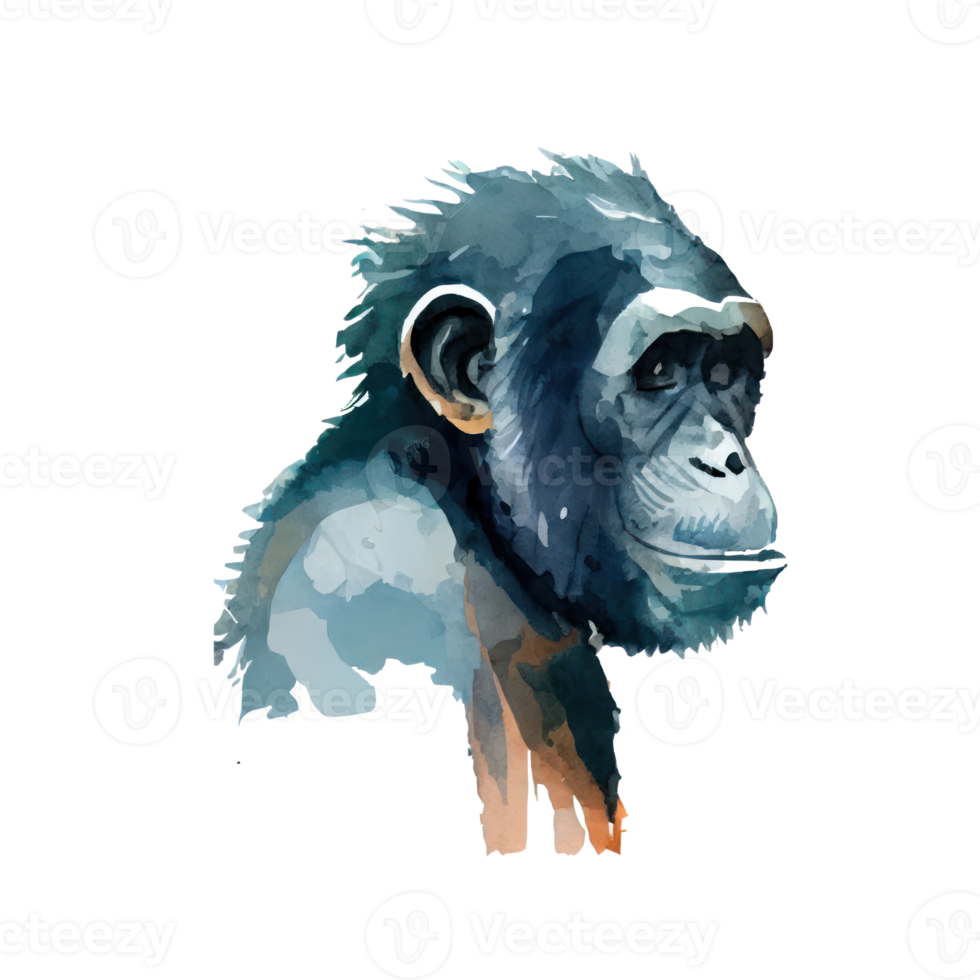 Watercolor Ape . AI Generated png
