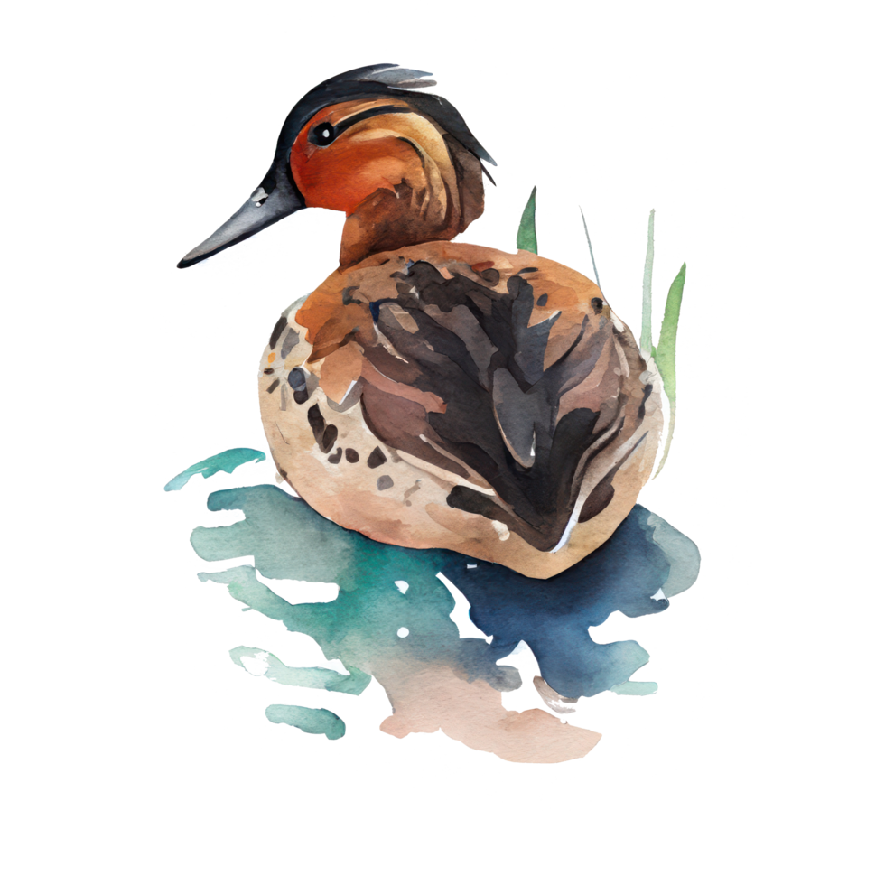 Watercolor Duck . AI Generated png