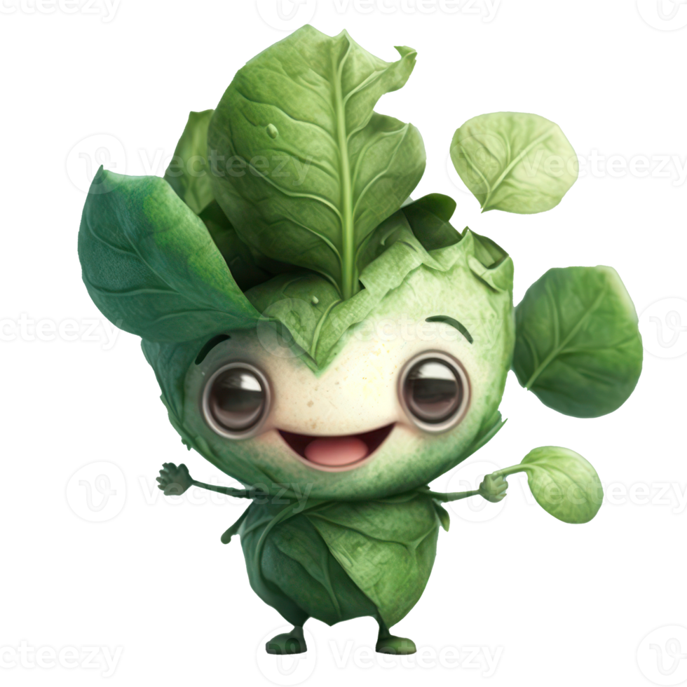 cute happy spinach character . AI Generated png
