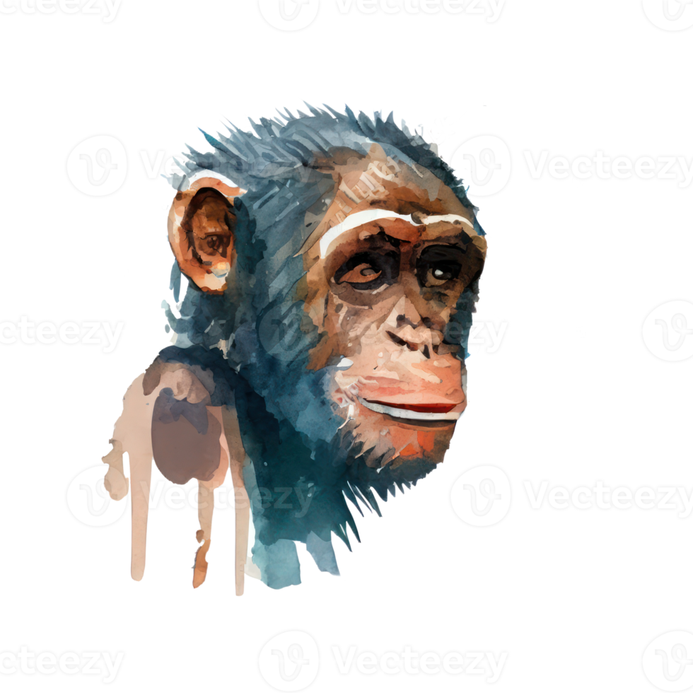 Watercolor Ape . AI Generated png
