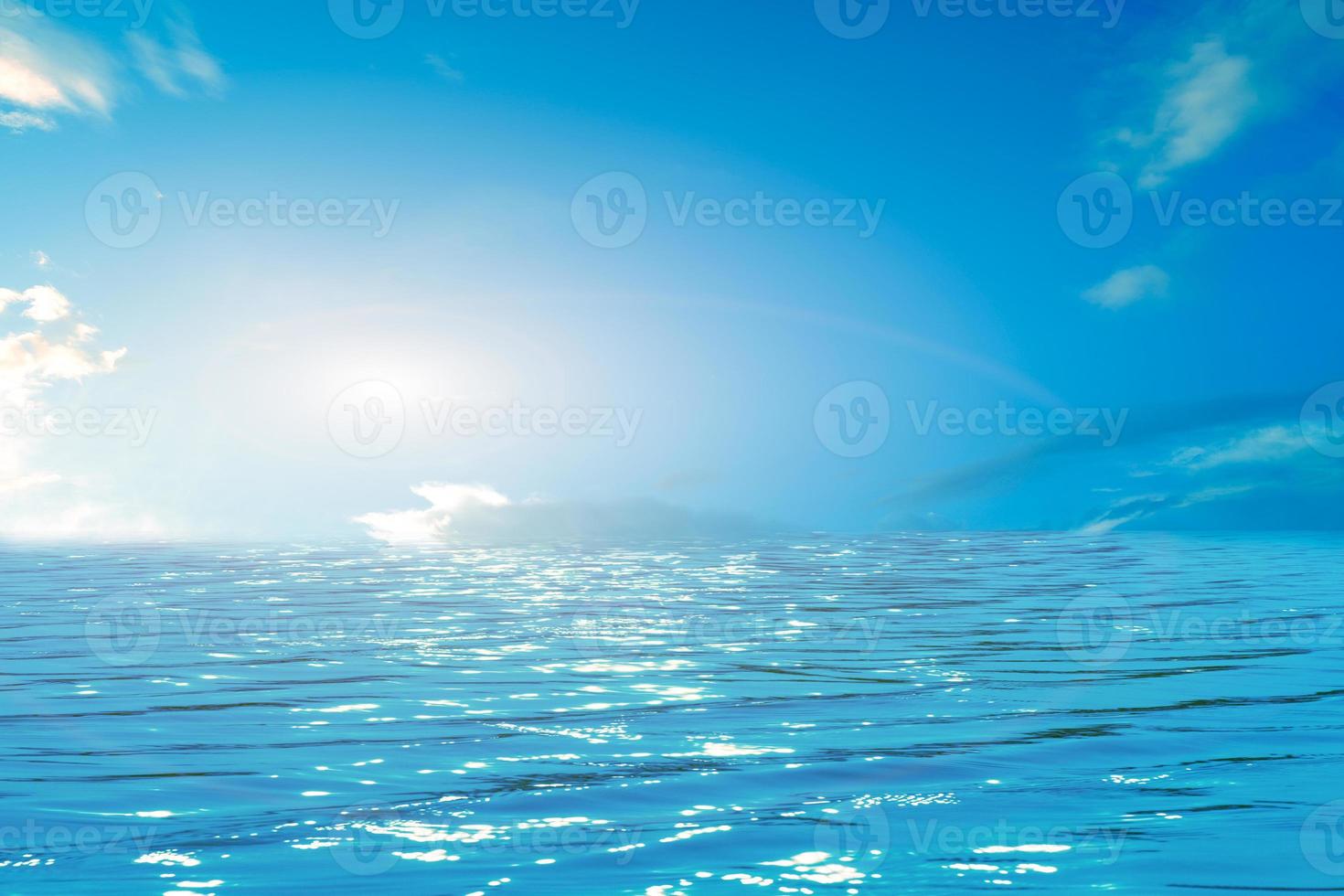 Defocus blurred transparent blue sea and sky. water surface
