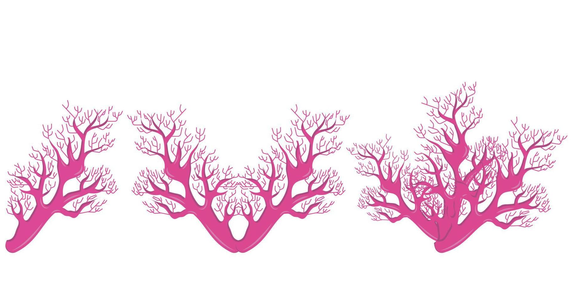 Coral icons set. Border for your design. Vector illustration isolated on white background.