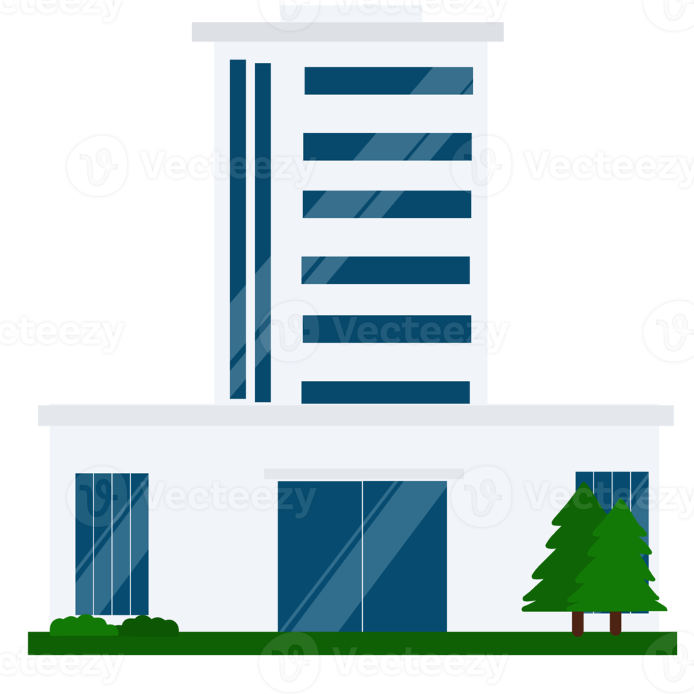 Flat design building illustration png