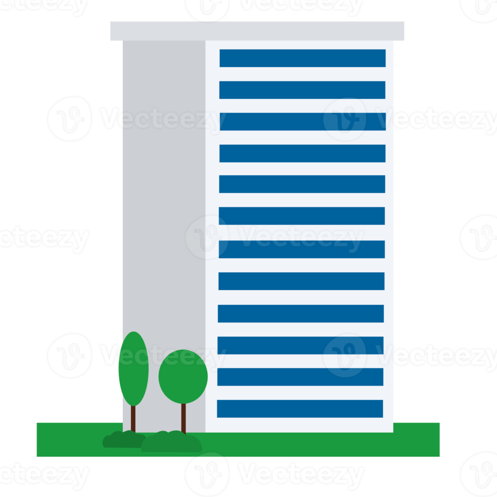 Flat design building illustration png