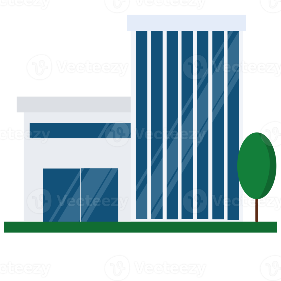 Flat design building illustration png