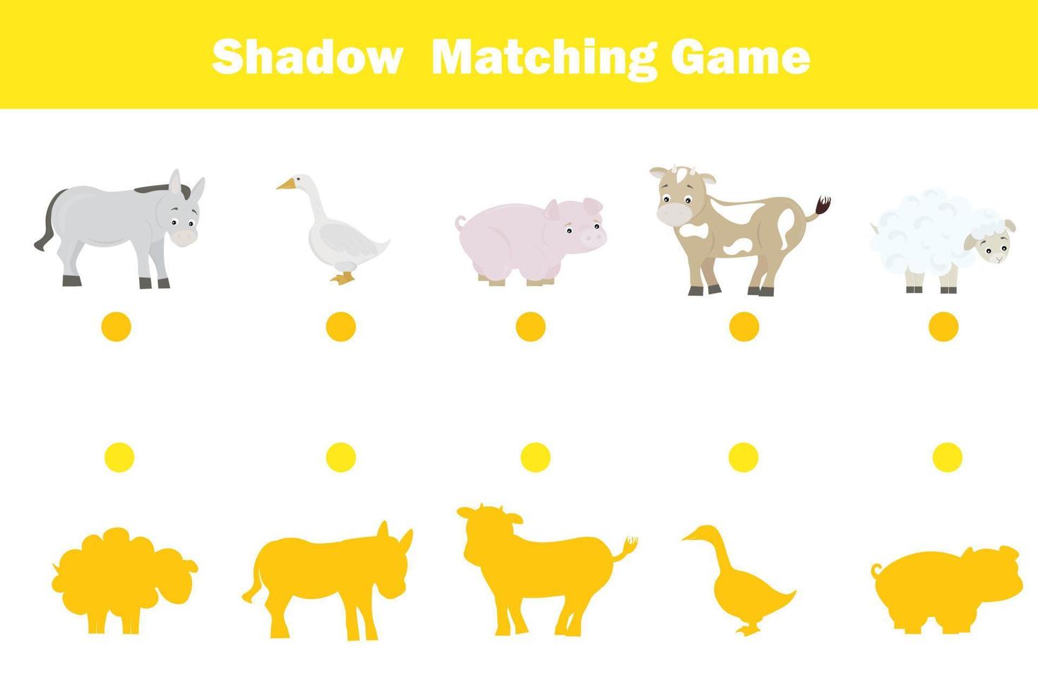 Shadow matching game for children. Find the correct shadow kids activity for preschool and school age vector