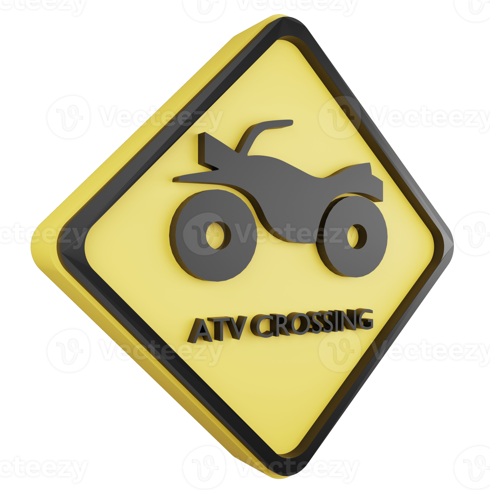 3D render atv crossing sign icon isolated on transparent background