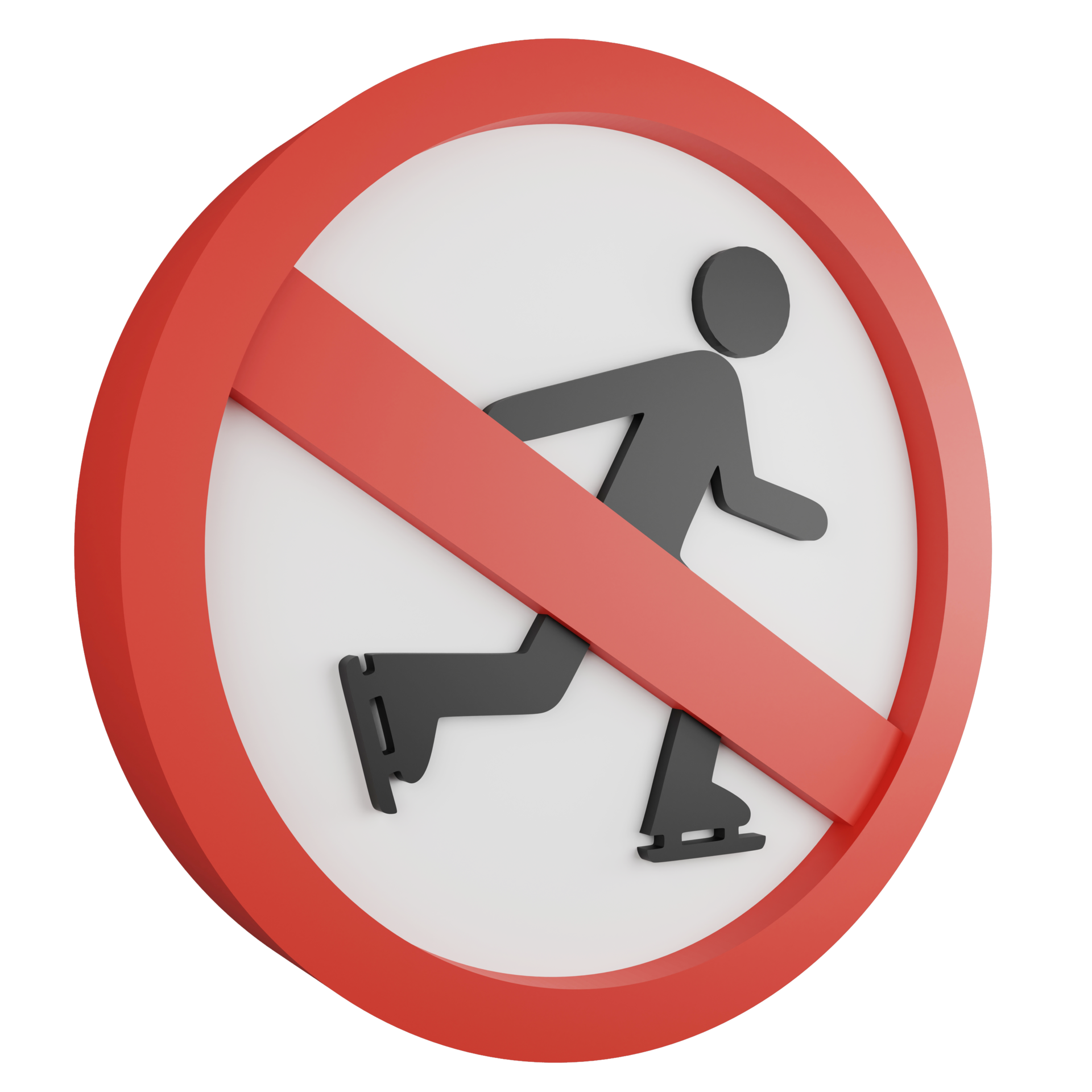 3D render no skating sign icon isolated on transparent background, red