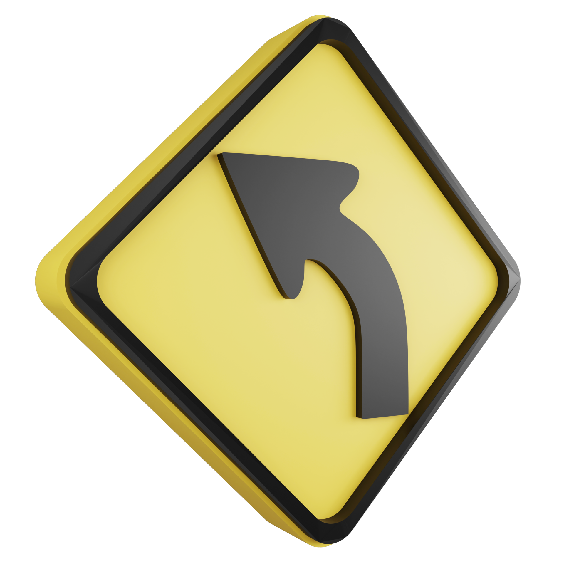 3D Render Curve Sign Icon Isolated On Transparent Background Yellow 3d-render-curve-sign-icon-isolated-on-transparent-background-yellow