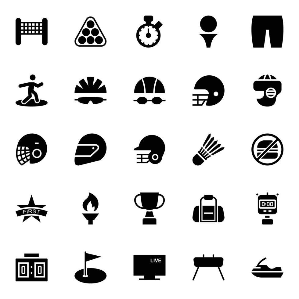 Glyph icons for Sports. vector