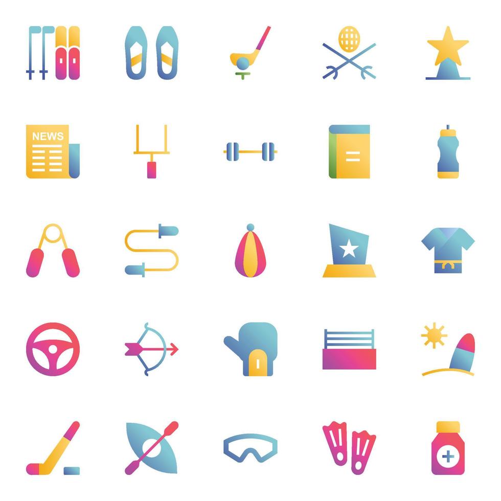 Gradient color icons for Sports. vector