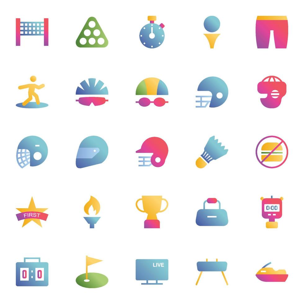 Gradient color icons for Sports. vector