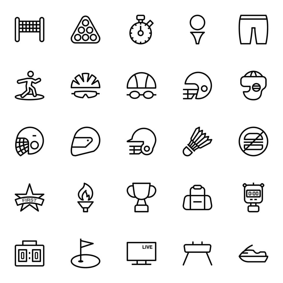 Outline icons for Sports. vector