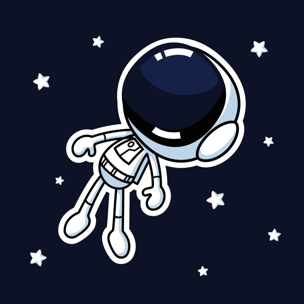 linda astronauta dibujos animados personaje flotante en el espacio. prima vector gráfico activo.