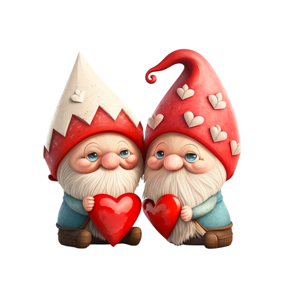 Cute Valentine S Day Gnomes Pink Hat Couple Holding Love Heart png