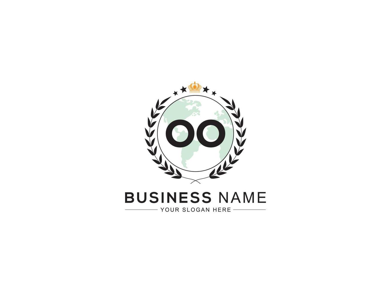 Minimalist Oo Logo Icon, Alphabet Oo Logo Letter Vector Crown Star Icon