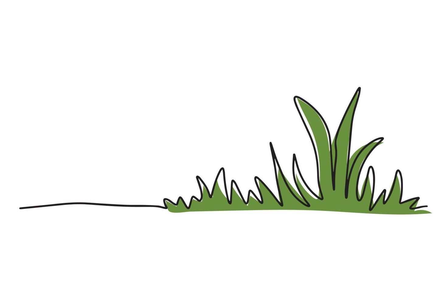 Abstract meadow line with grass. Continuous one line drawing. Vector
