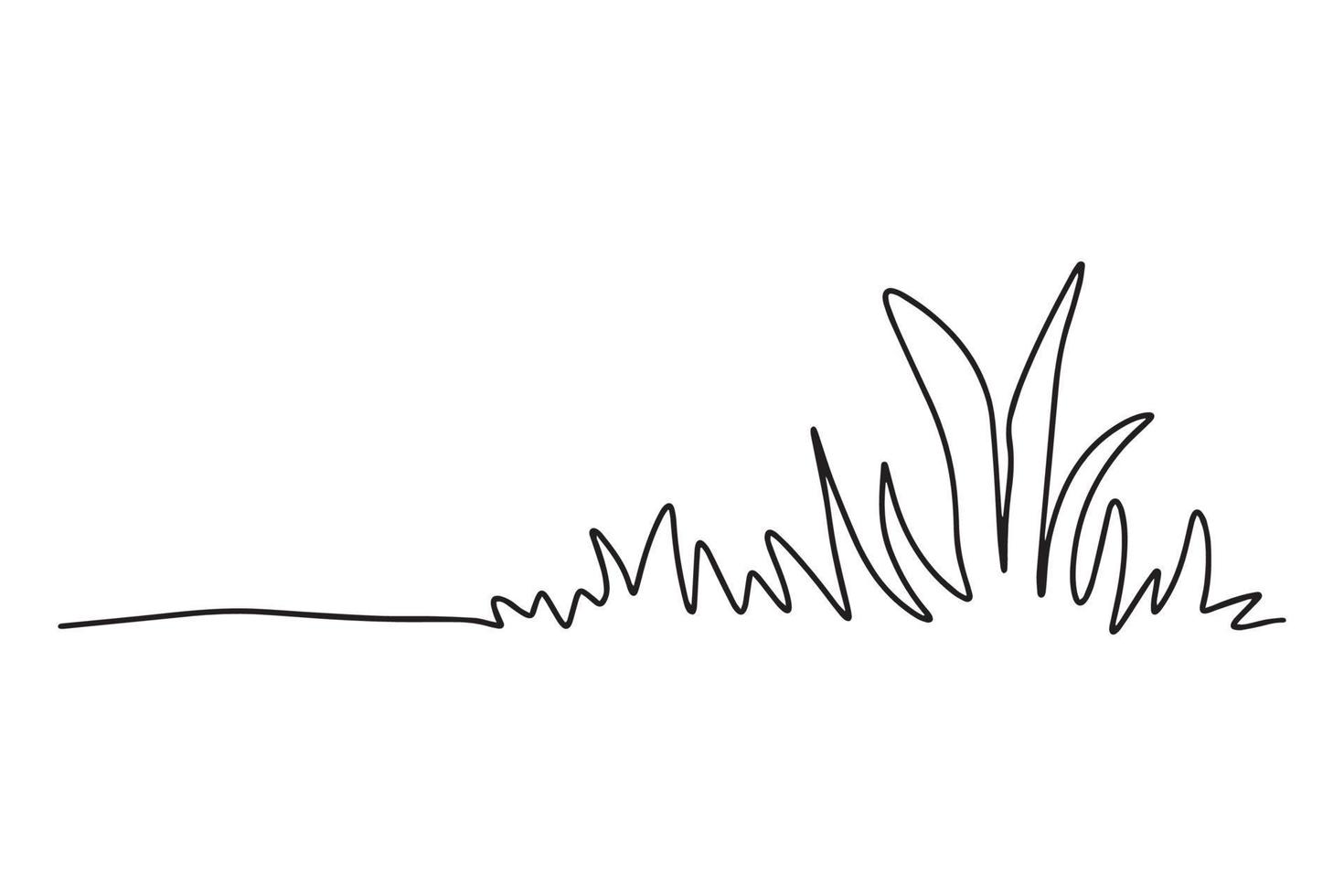 Abstract meadow line with grass. Continuous one line drawing. Vector