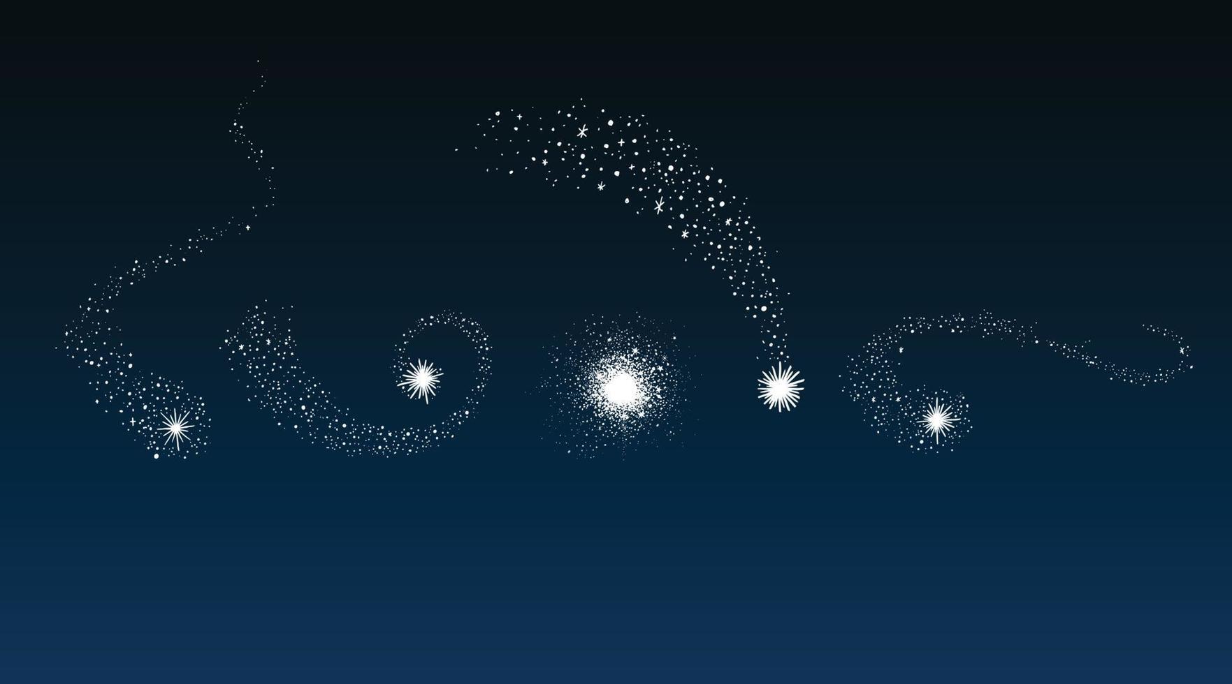 Vector illustration of shooting stars against the night sky background.