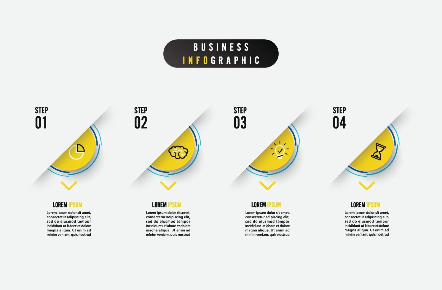 Business infographic element with 4 options, steps, number vector template design