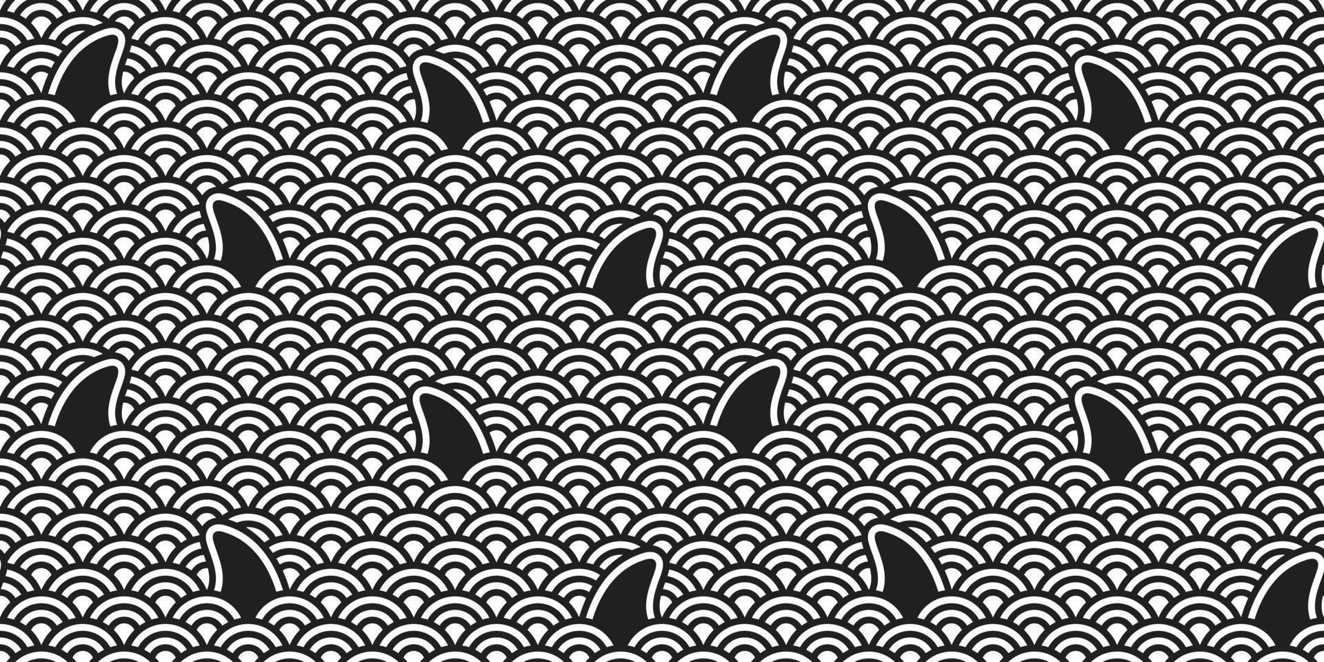 japan ocean wave isolated shark fin vector seamless pattern wallpaper background