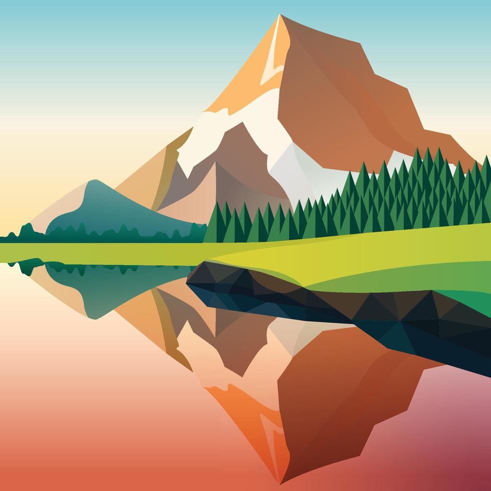 low poly landscape vector