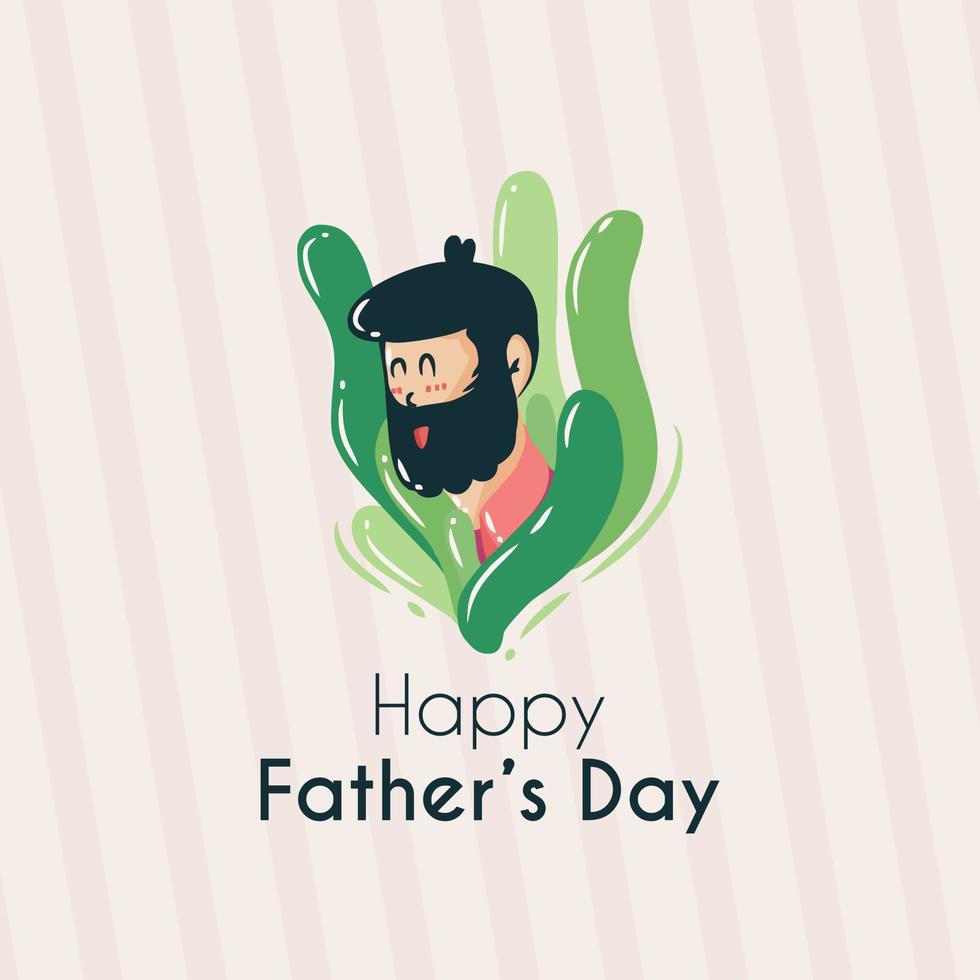 fathers day greeting card for social media post with vector illustration of cartoon father