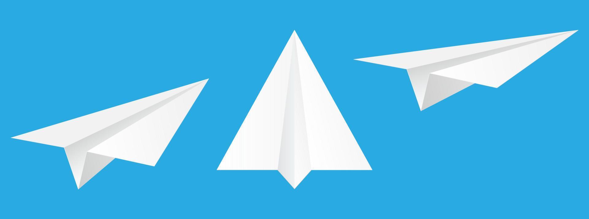 Icon set of Handmade paper plane. Flat vector illustration