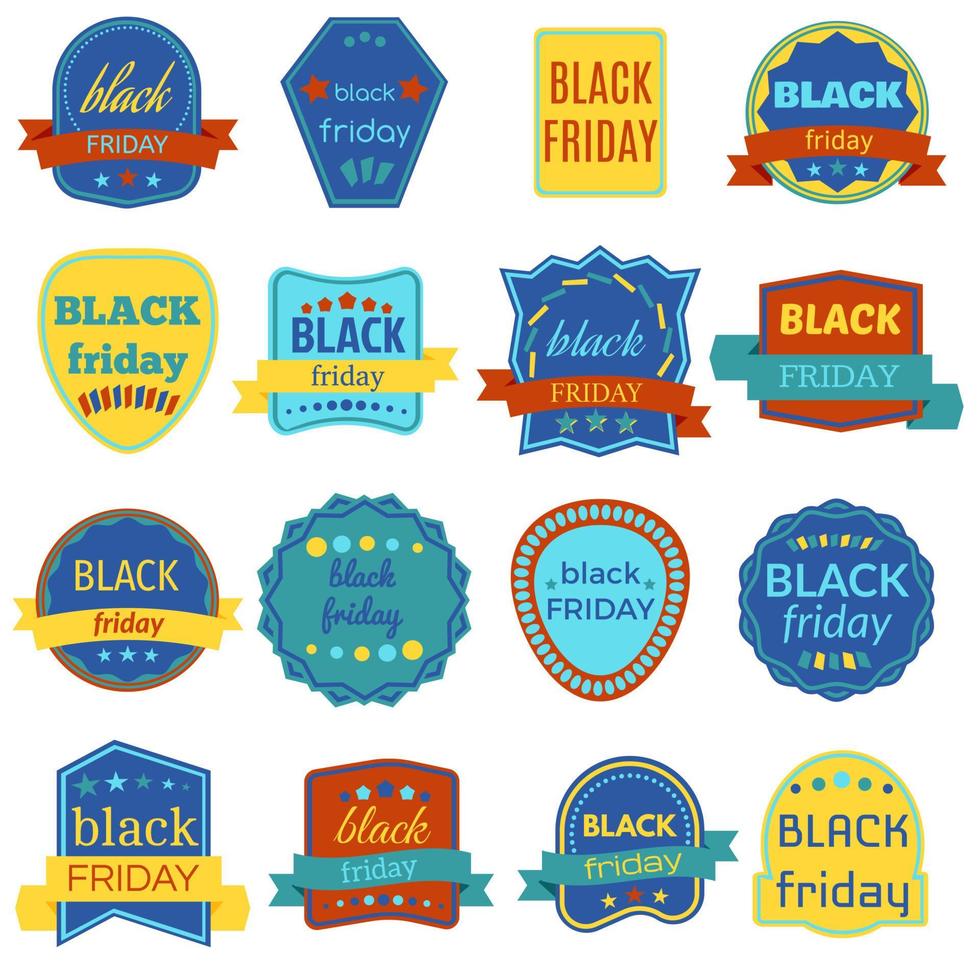 Black Friday Sale Vector Badges and Labels. Set of Black Friday Stickers and Banners. Vector Elements on White Background.